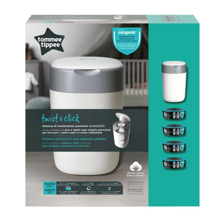 Tommee Tippee Twist and Click pelenkakuka - fehér + 4db utántöltő