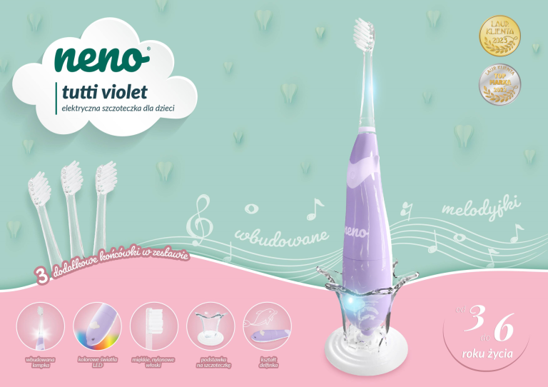 Neno Tutti elektromos fogkefe – Violet 3-6 év