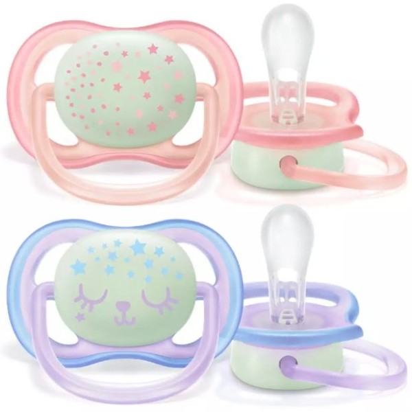 Philips AVENT játszócumi ultra air nighttime 0-6hó lányos 2db