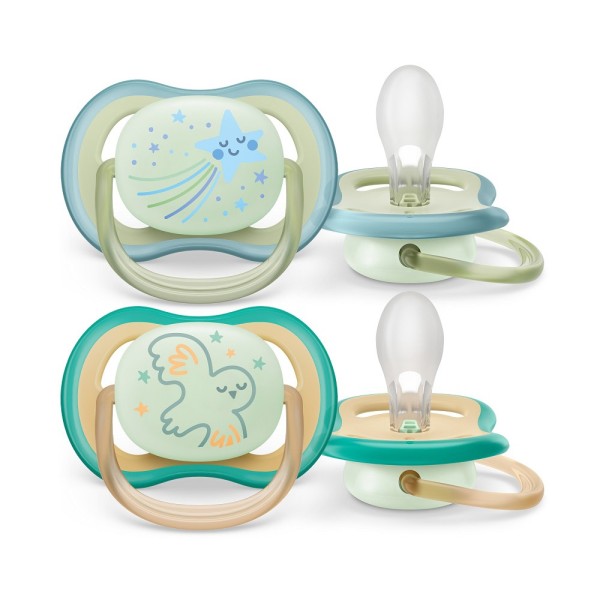 Philips AVENT játszócumi ultra air nighttime 0-6hó fiús 2db