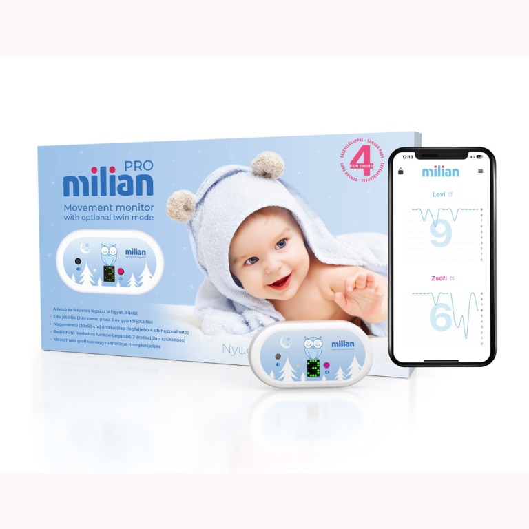 Milian légzésfigyelő PRO Bluetooth Twins 4db érzékelőlappal